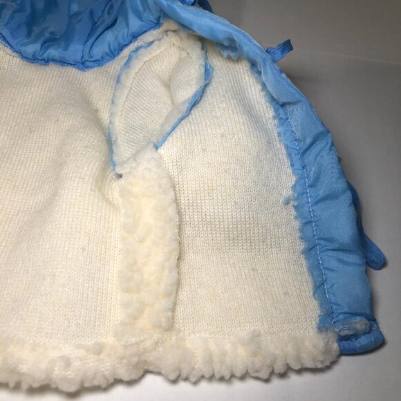Vintage Doll Coat Hooded Faux Sherpa Trimmed Blue Ties Cabbage Patch? - Picture 10 of 11